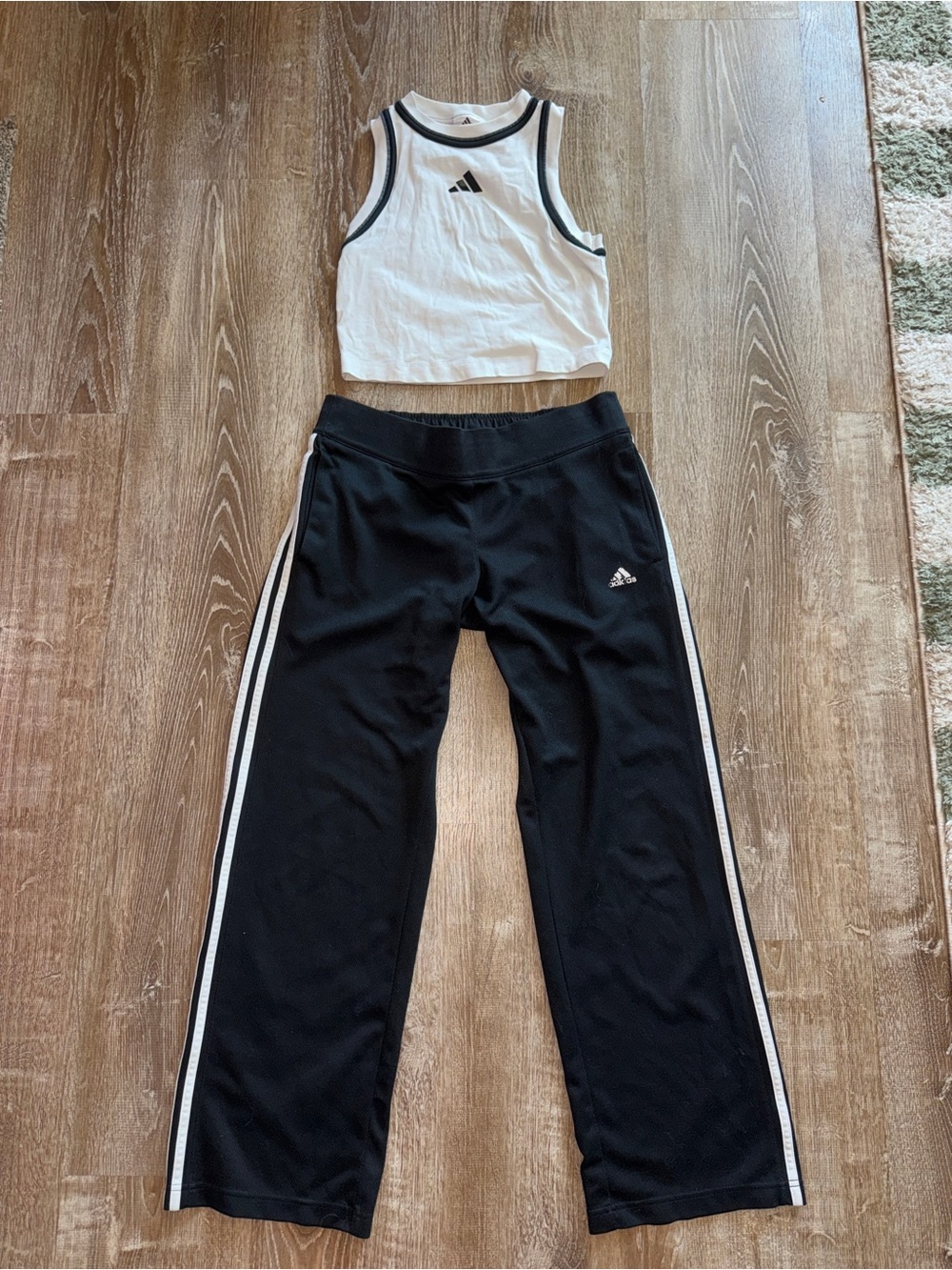 Y2K Adidas Black Track Pants with White Stripe